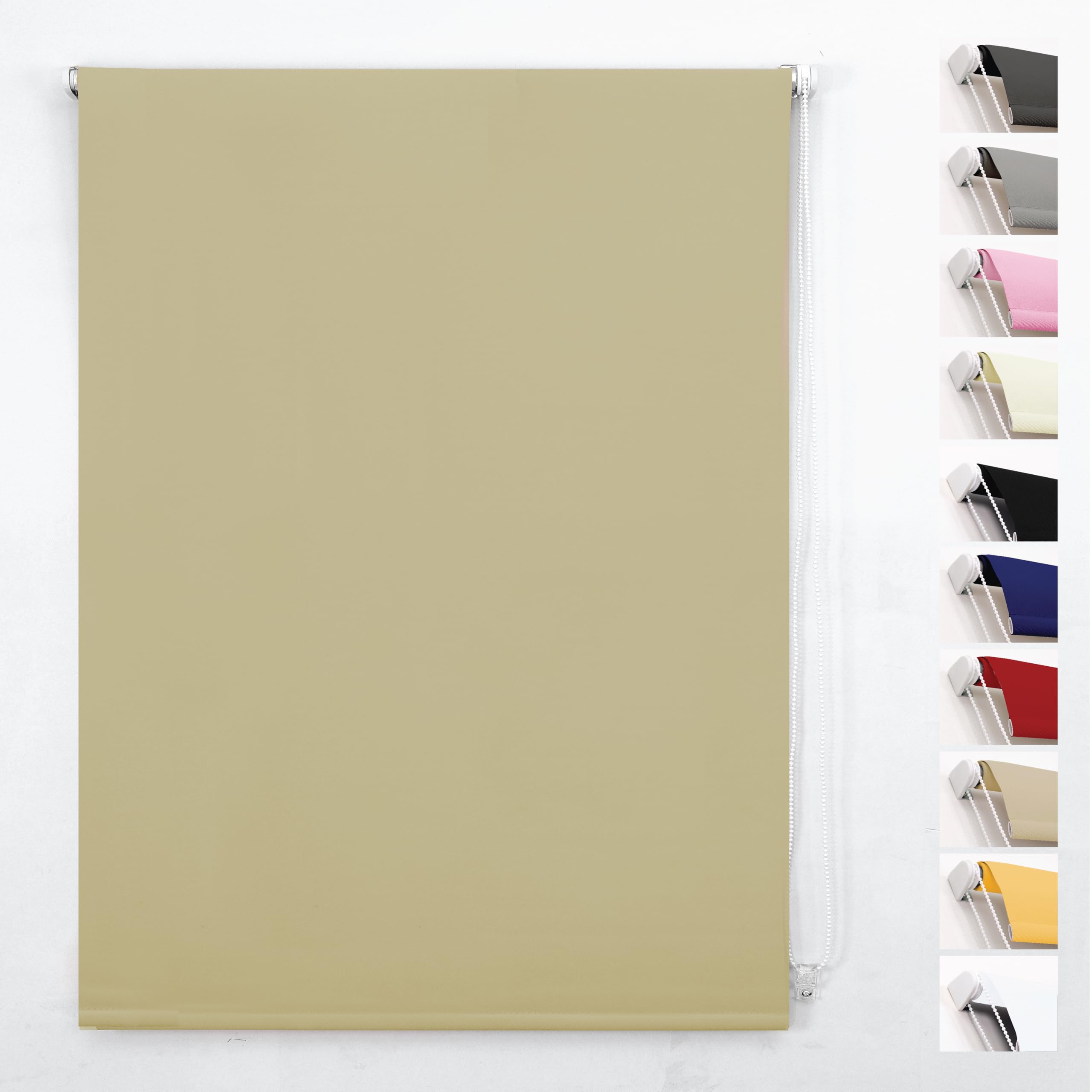 Funky Gadgets Roller Blinds Thermal Blackout Roller Blind, Easy Fit Child Safe Trimmable UV Protection Home Office Window Blinds, Cappuccino Blind (114cm Wide X 165cm Drop) — image 1