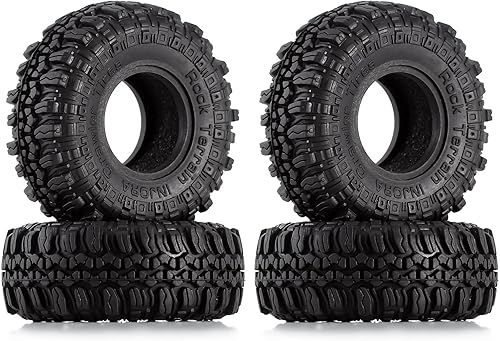 INJORA 1.0 Neumáticos de goma suave para 118 TRX4M SCX24 Gladiator Bronco C10 JLU Deadbolt B17 Axial 124 118, 4 unidades, 2.205 x 0.866 in (T1005)