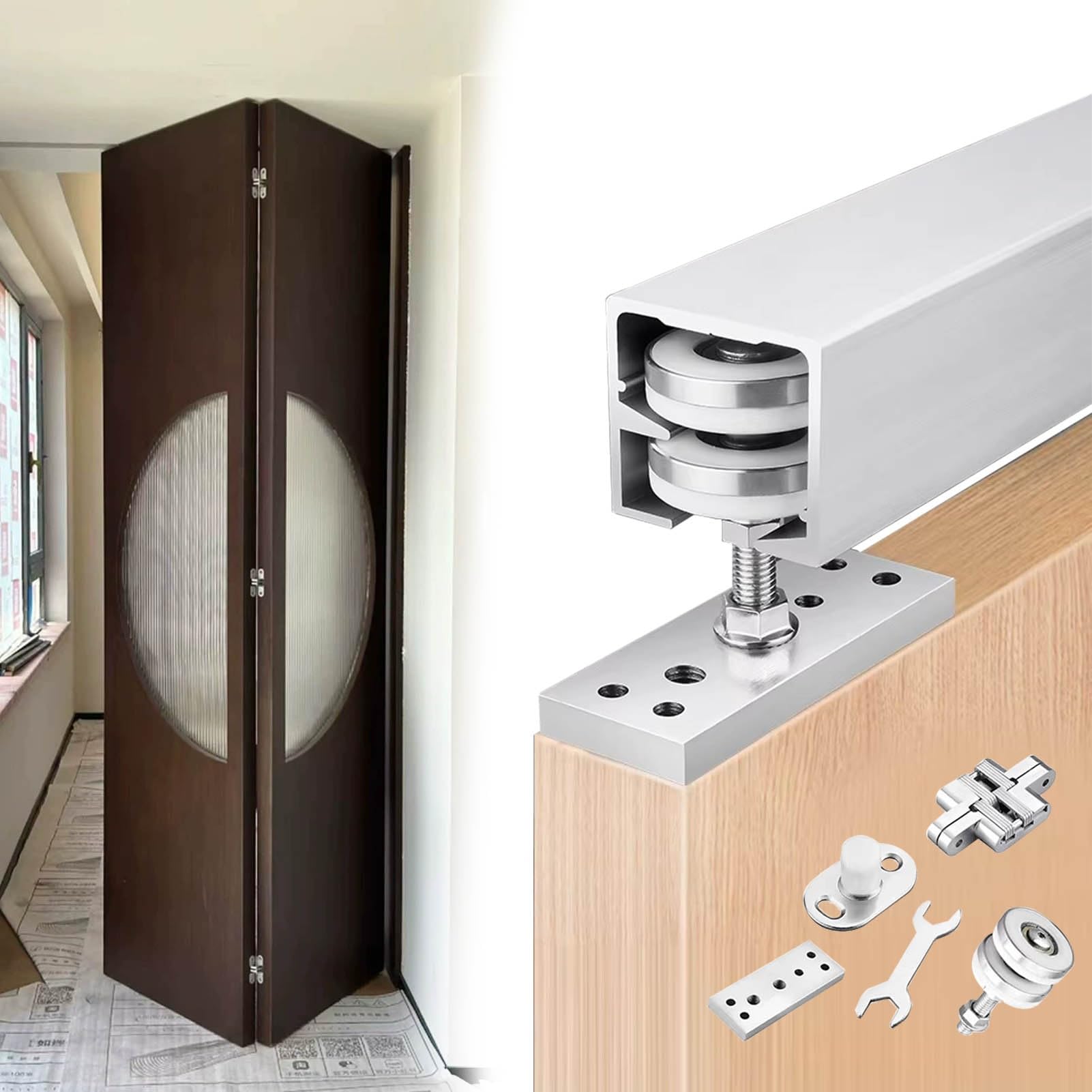 Amazon.co.jp: 引き戸 レール スライド式二つ折り納屋ドア用金具キット 