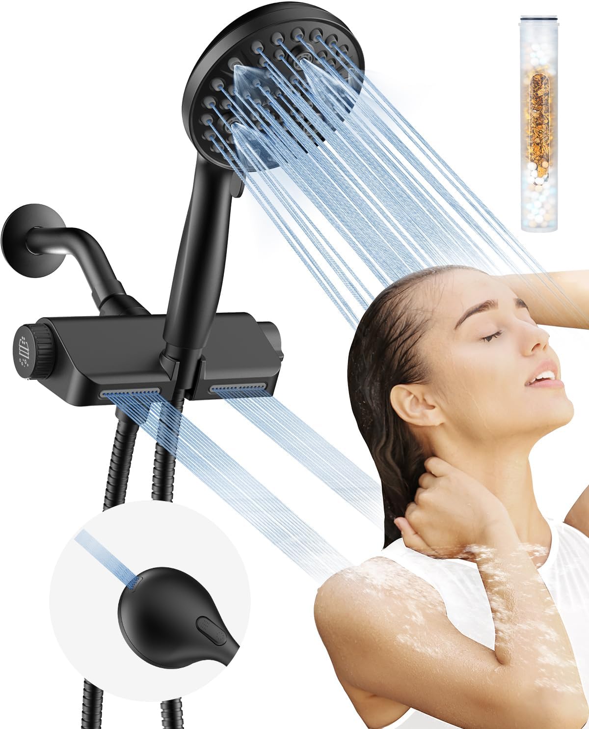 MakeFit Filtered Shower Head with Handheld Combo Matte Black Dual 2