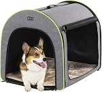 PETSFIT Crate de chien doux, Crate du chien de voyage - 19 Inch Léger, spacieux, facile à installer, baraquement de chien portable robuste avec tapis épais gris