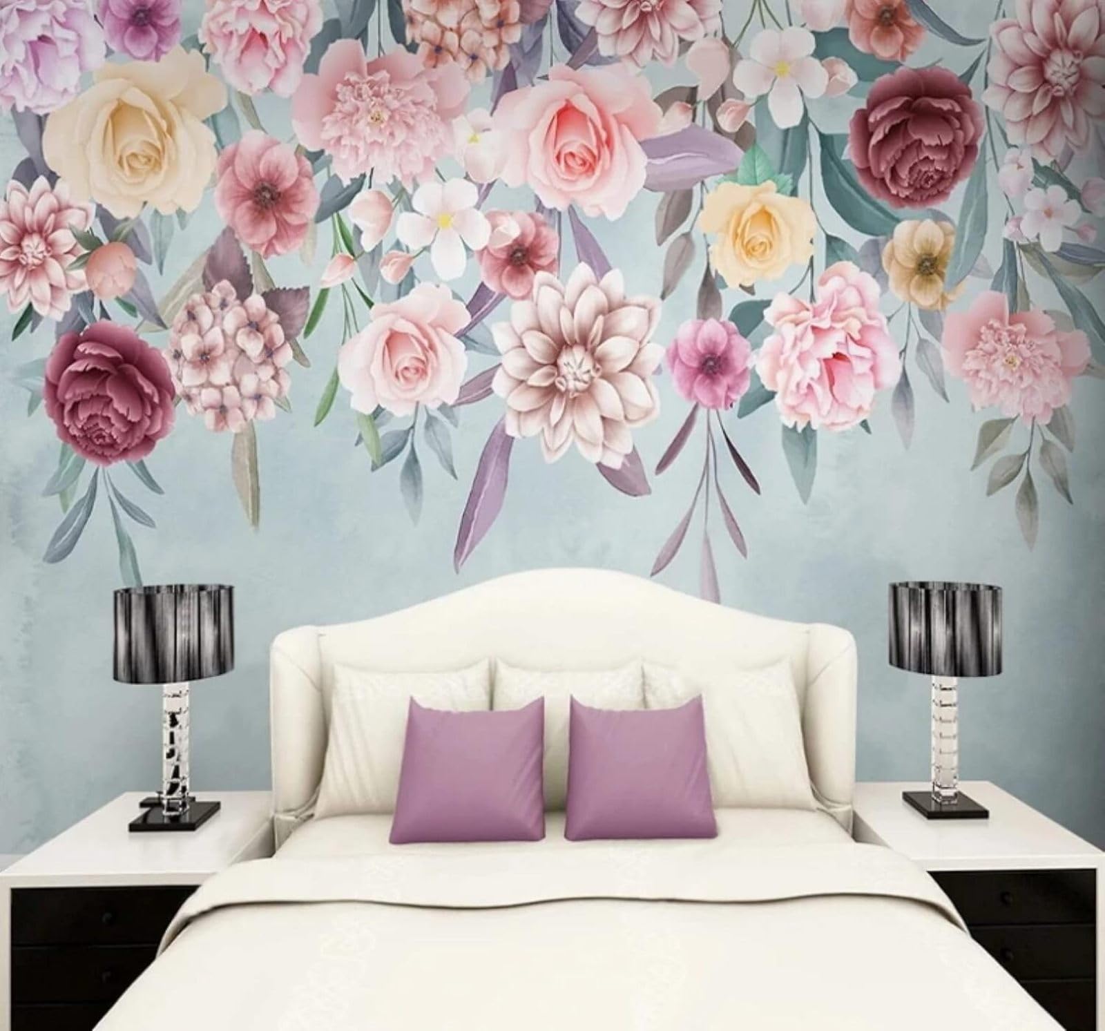 XLMING Hand Drawn Beautiful Pink Pastoral Flowers 3D Wallpaper Luxury Home Dining Decor Paste Sofa Living Room The Wall for Bedroom Mural-200cm×140cm