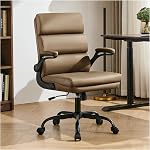 Office Chair Adjustable Desk Chair Mid Back Executive Comfortable Bonded Leather Ergonomic Back Support Home Computer Chair with Padded Flip-up Armrest Swivel Wheels Black