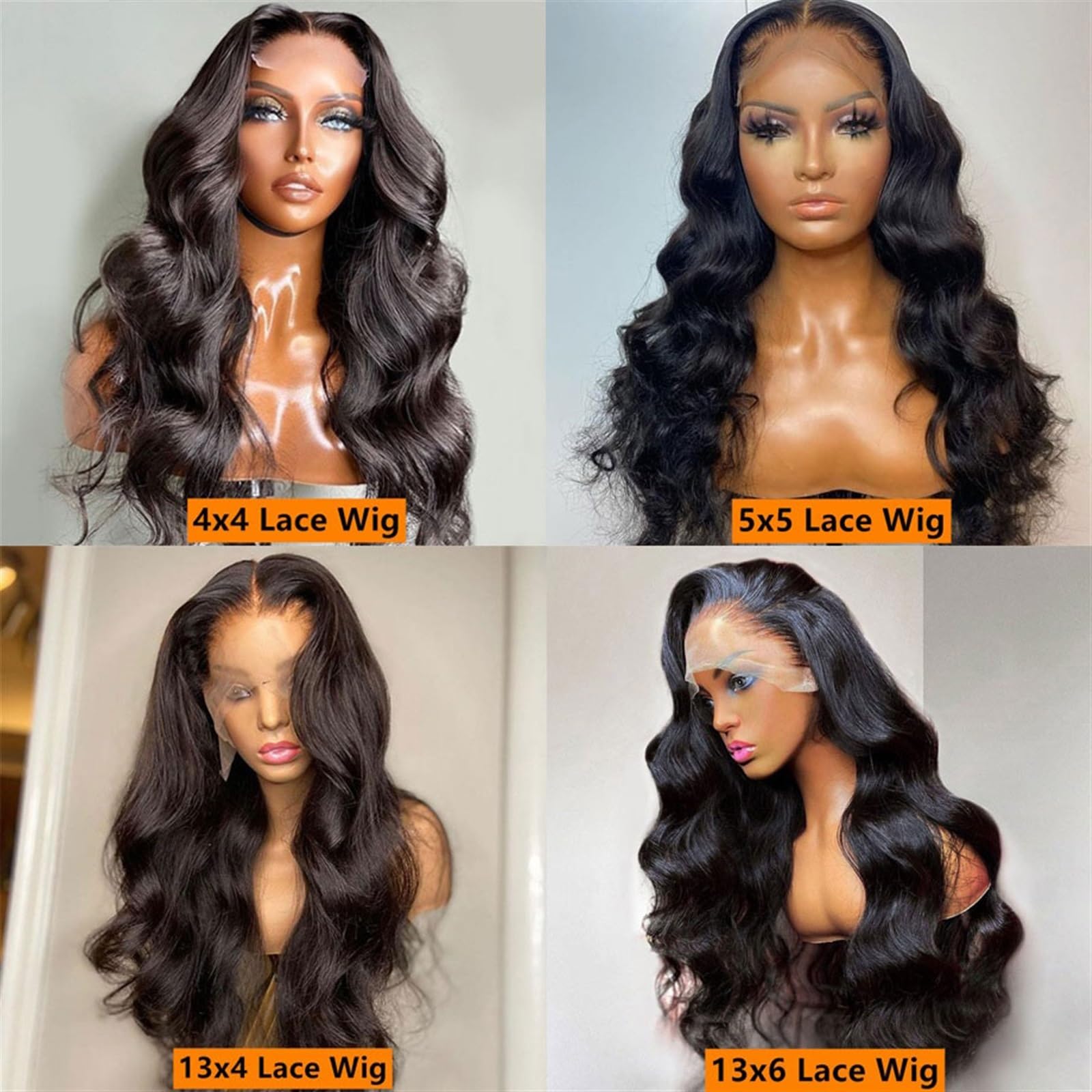 perücke 30 32 34 Zoll Körperwelle Spitze Perücken for Frauen Echthaar 4x4 5x5 Spitze Verschluss Perücke 13x4 13x6 Spitze Frontal Perücke Deep Wave Frontal Perücke Kunstfaserhaar(4x4 Lace Wig,34inches)