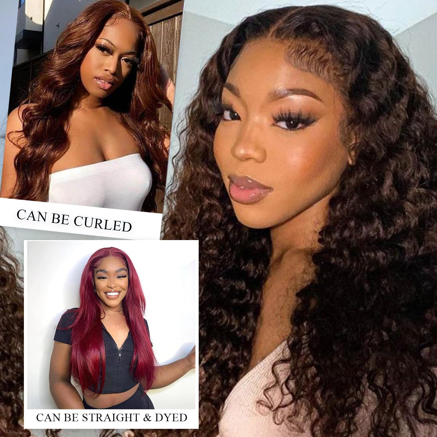 Clip in Hair Extensions Real Human Hair Deep Curly Dark Brown Clip in Extensions for Women Seamless Invisible Natural Remy 100% Human Clips ins Extension 8pcs Double Weft 24 inch 120g/4.2oz