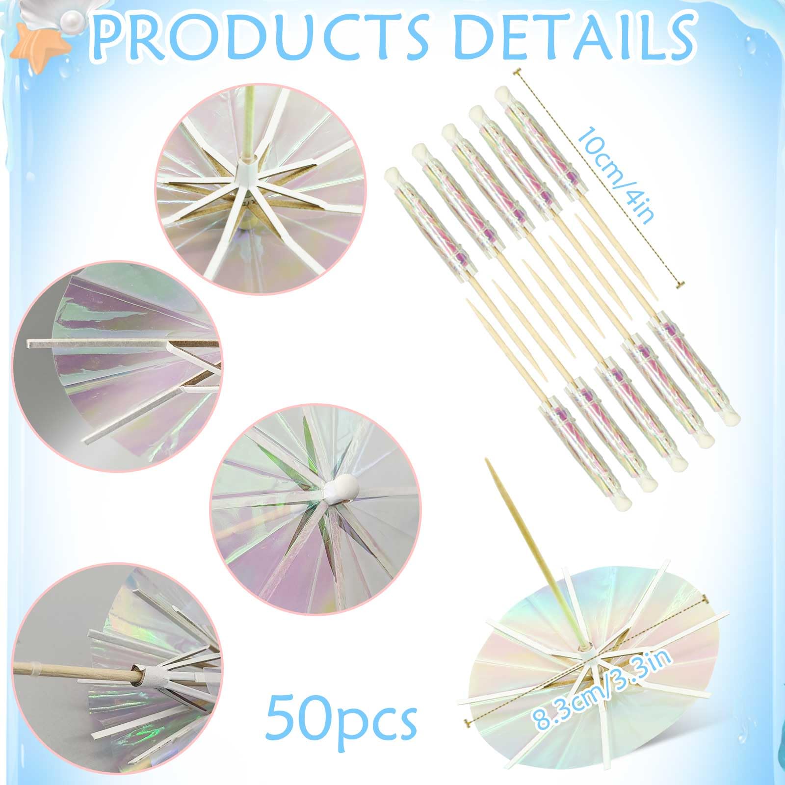 Parapluies à Cocktail CANIPHA - Lot De 50 - Cure-Dents Décoratifs Fluorescents Pour Boissons Et Desserts