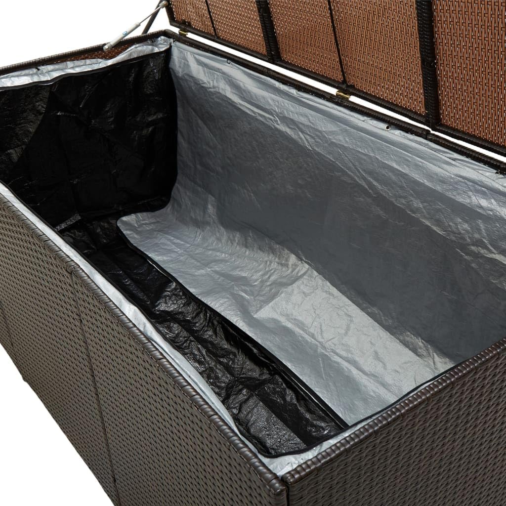 Patio Storage Box Deck Storage Box Outdoor Storage Box Indoor Wicker Storage Bin for Patio Furniture Cushions, Pillows, Garden Tools, Poly Rattan Brown, 70.8"x35.4"x29.5" -AA