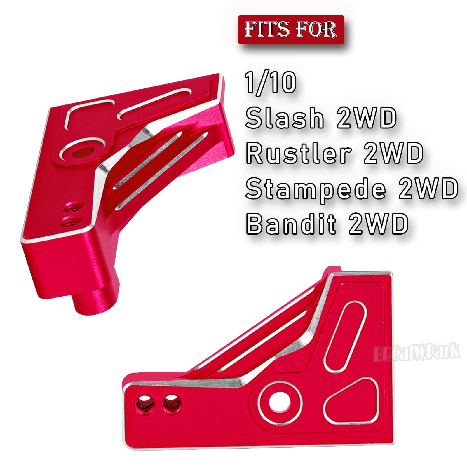 BRCatWPark Aluminum Rear Shock Tower Upgrades Part for 1/10 Slash 2WD,Rustler 2WD,Stampede 2WD,RC Alloy Rear Shock Mounts Hops Up,Replace Part#3638,Red