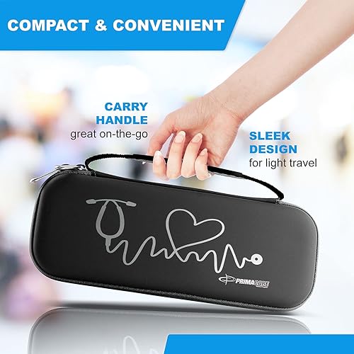 Miniatura 4 de Primacare KB-9397-BK Estuche para estetoscopio, suministros incluidos, negro con múltiples compartimentos, bolsa portátil y ligera para botiquín de