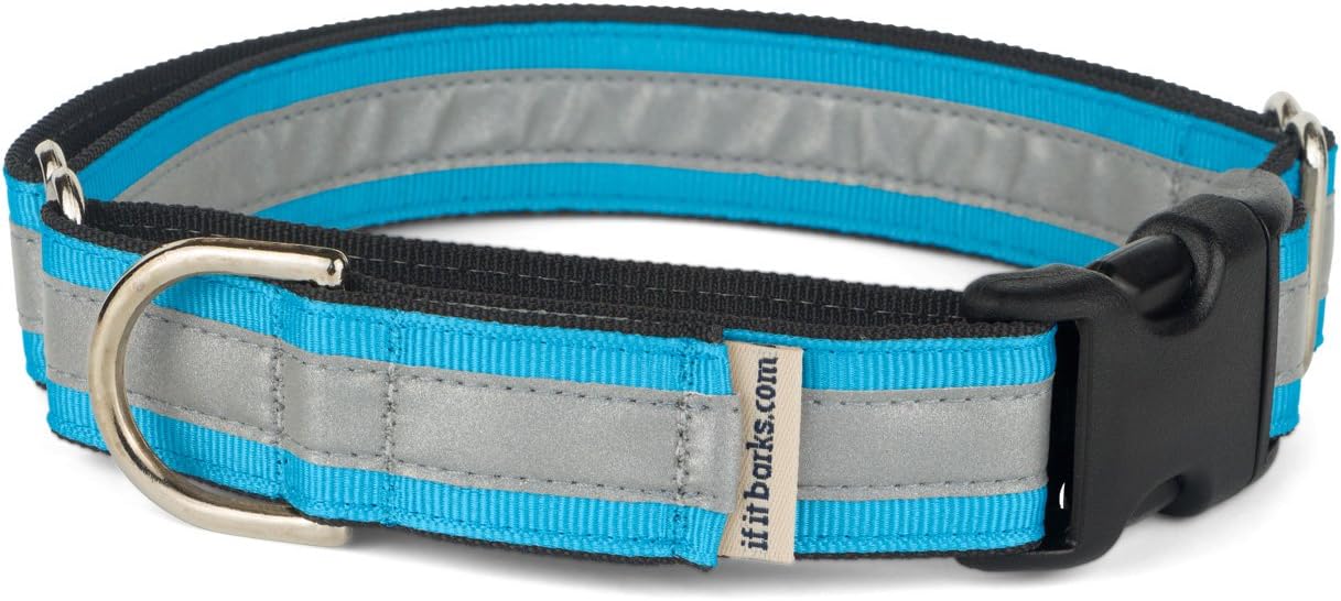If It Barks 1" Reflective Martingale Collar with Quick Snap Buckle for Dogs, Adjustable, Made in USA,Large, Turquoise