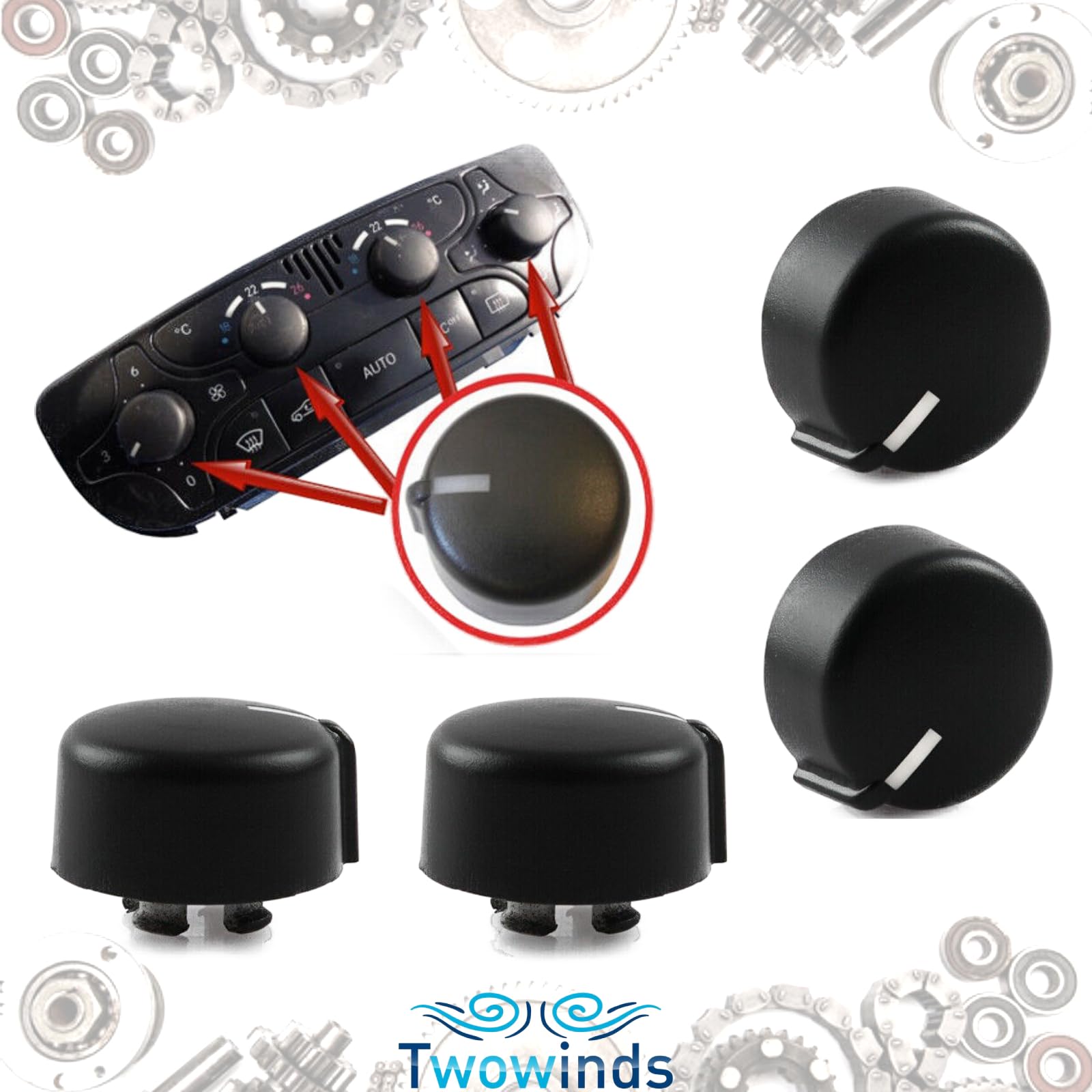 Twowinds Bottone Climatizzatore Compatibile Mercedes Benz W203 C240 C320 2000-2007 Pulsante Ventilatore Aria Condizionata 4 unità