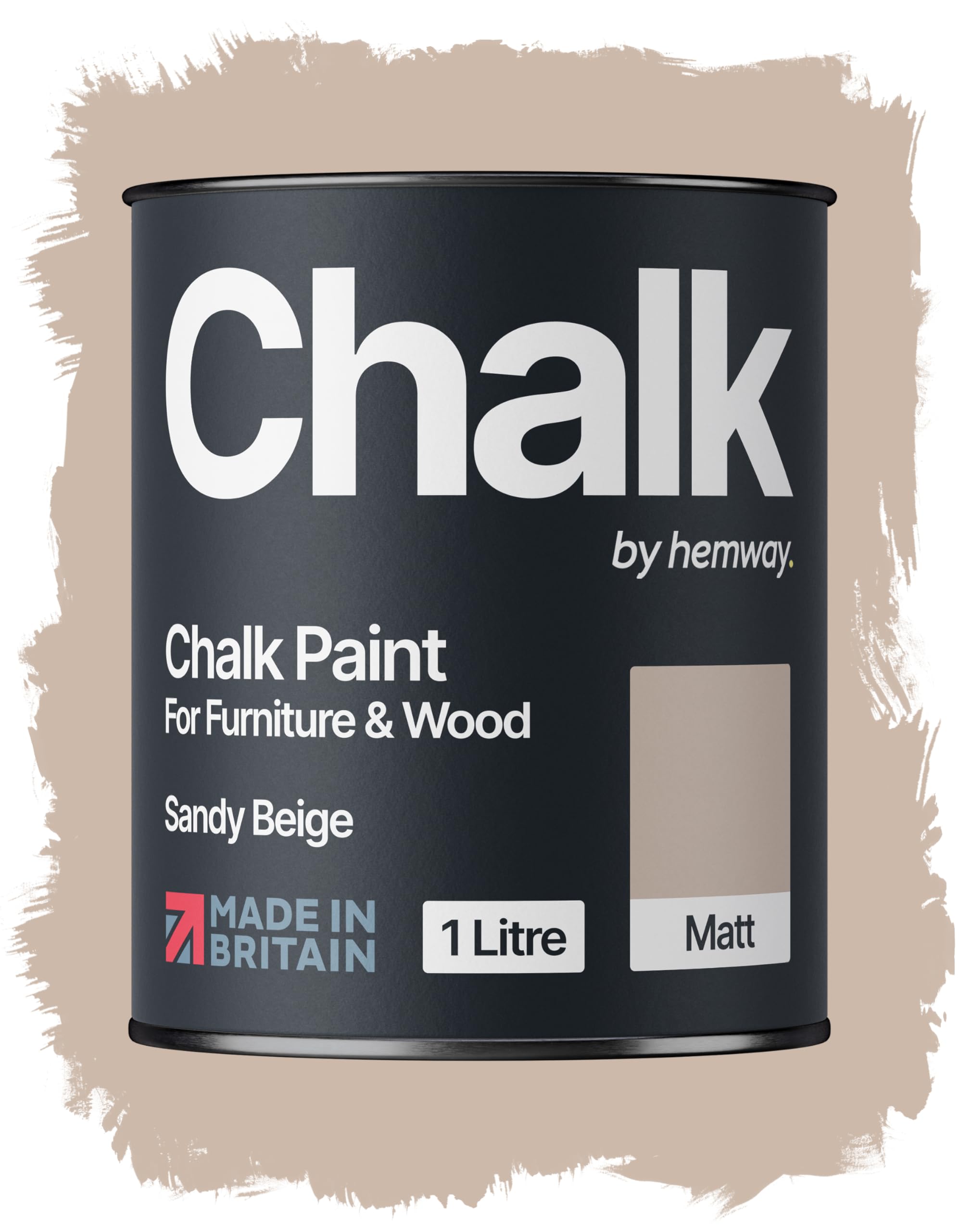 Hemway Chalk Paint Sandy Beige 1L, Furniture Paint, Matt Finish Shabby Chic, Chalk Furniture & Walls, Quick Dry & 1 Coat