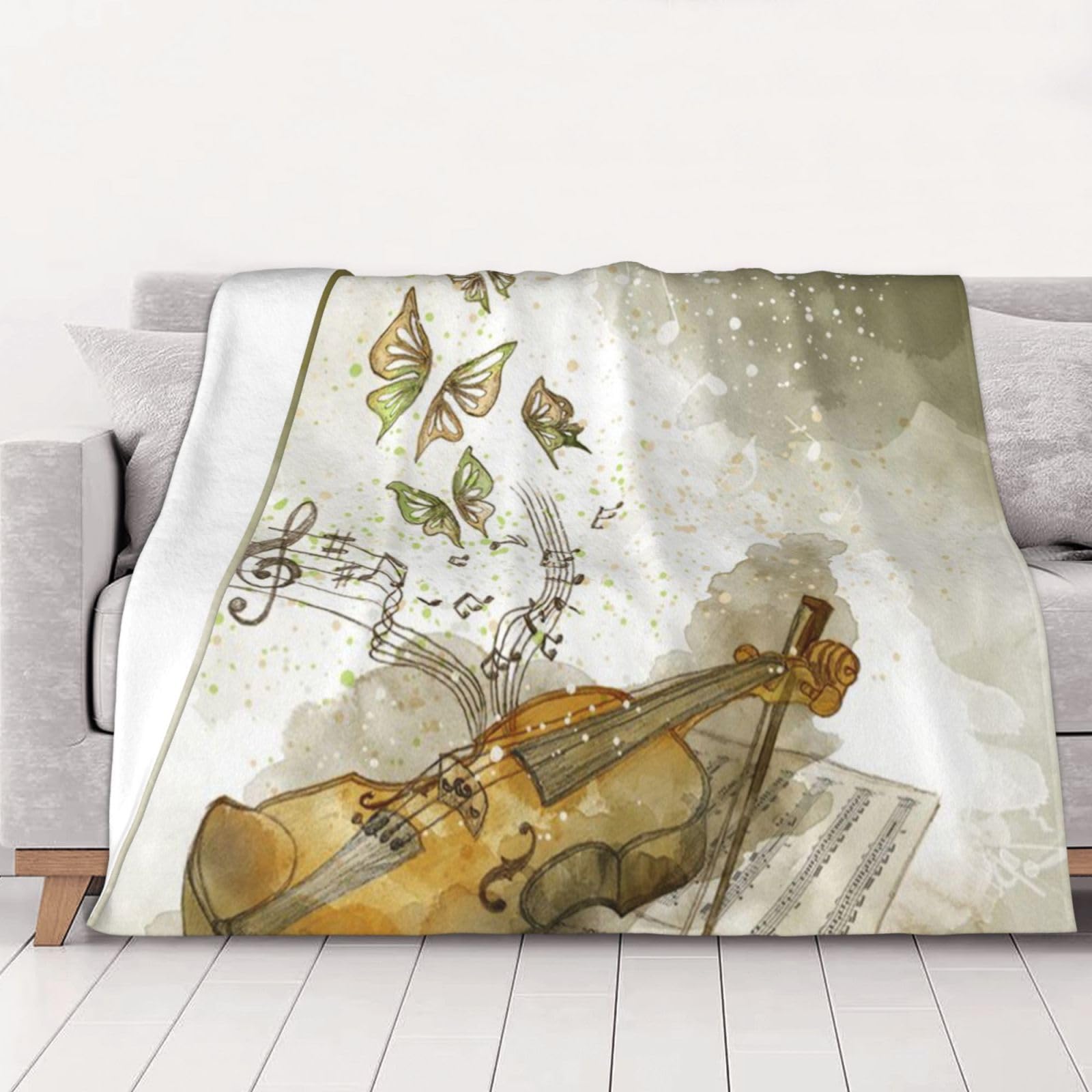 Couverture flanelle papillon violoncelle idée cadeau douce adulte femme homme
