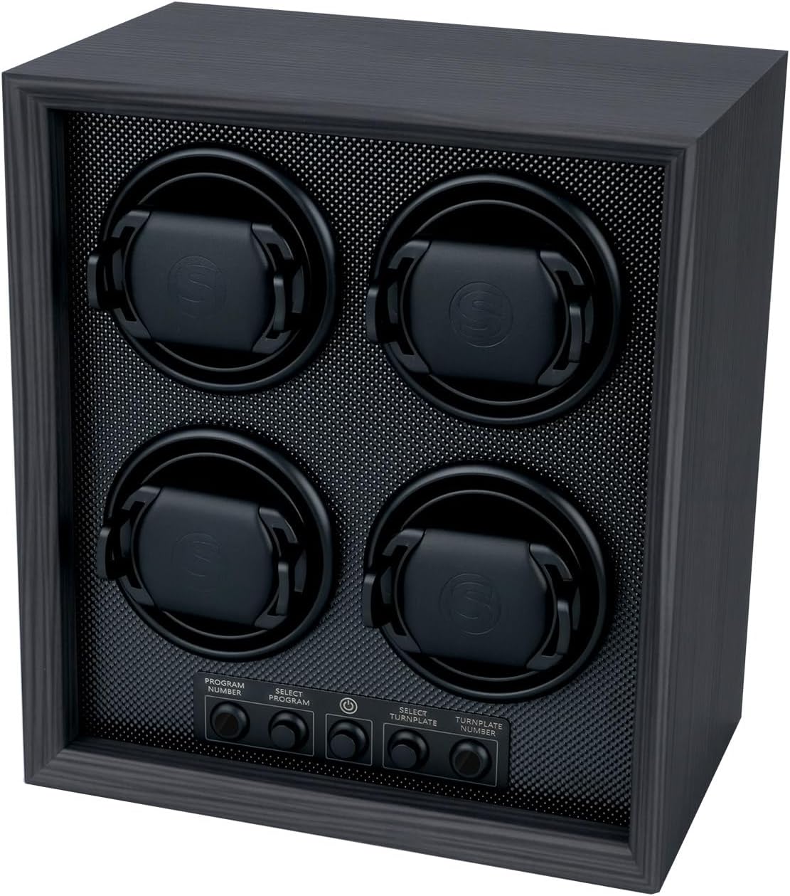 Mcbazel Watch Winder for 4 Automatic Watches, 5 Rotation Modes Watch Box Case with Super Quiet Motor, Ideal Gift for Men, Beloved, Women, Father - Ebony Pattern