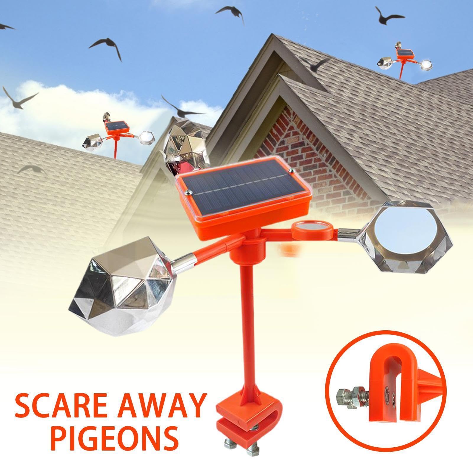 Dissuasore per uccelli, riflettente, dispositivo spinningg | Dispositivo spaventapasseri per uccelli sul tetto con allarme sonoro regolabile | Ad energia solare, repellente per piccioni, picchi