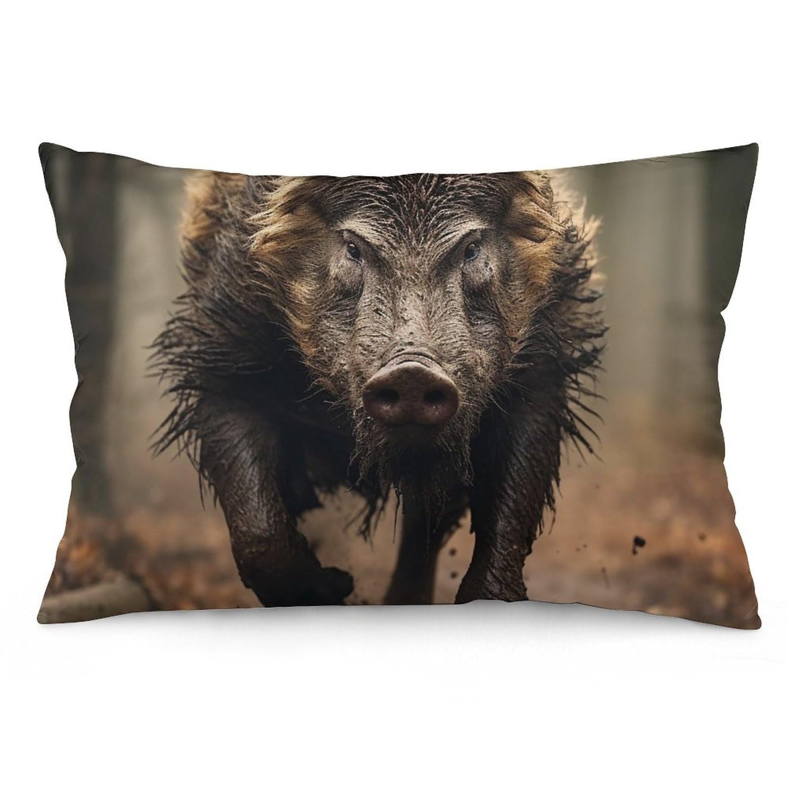 NTVOWPZO 2 Pack Decoration Throw Pillow Covers 12 "x20 Pillowcases Covers Wild Boar Photos Pillowcases Modern Farmhouse Home Decor Sofa Cushions Covers for Couch Bed Living Room