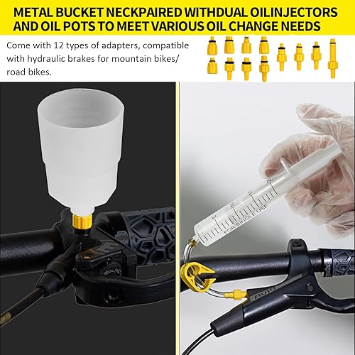 Miniatura 6 de Kit de purga de frenos para Shimano, TEKTRO, TRP Frenos de disco hidráulicos, kit de purga de líquido de frenos con aceite mineral de 6.1 fl oz para