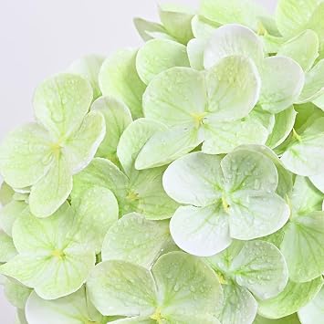 Yastouay 4 Pcs Real Touch Hydrangea Artificial Flowers, Light Green