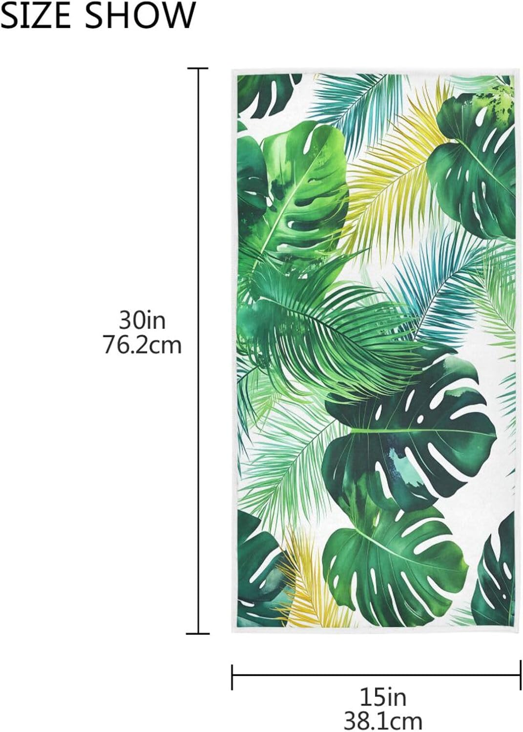 Wamika Tropical Palm Leaves Hand Towels Jungle Floral Ultra Soft Thin Bath Towel Highly Absorbent Multipurpose Bathroom Towel for Hand,Face,Gym and Spa,16x30 in