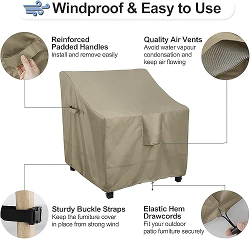 Miniatura 5 de OutdoorLines Funda impermeable para silla de muebles de exterior, resistente a los rayos UV, para muebles de exterior, resistente al viento, funda