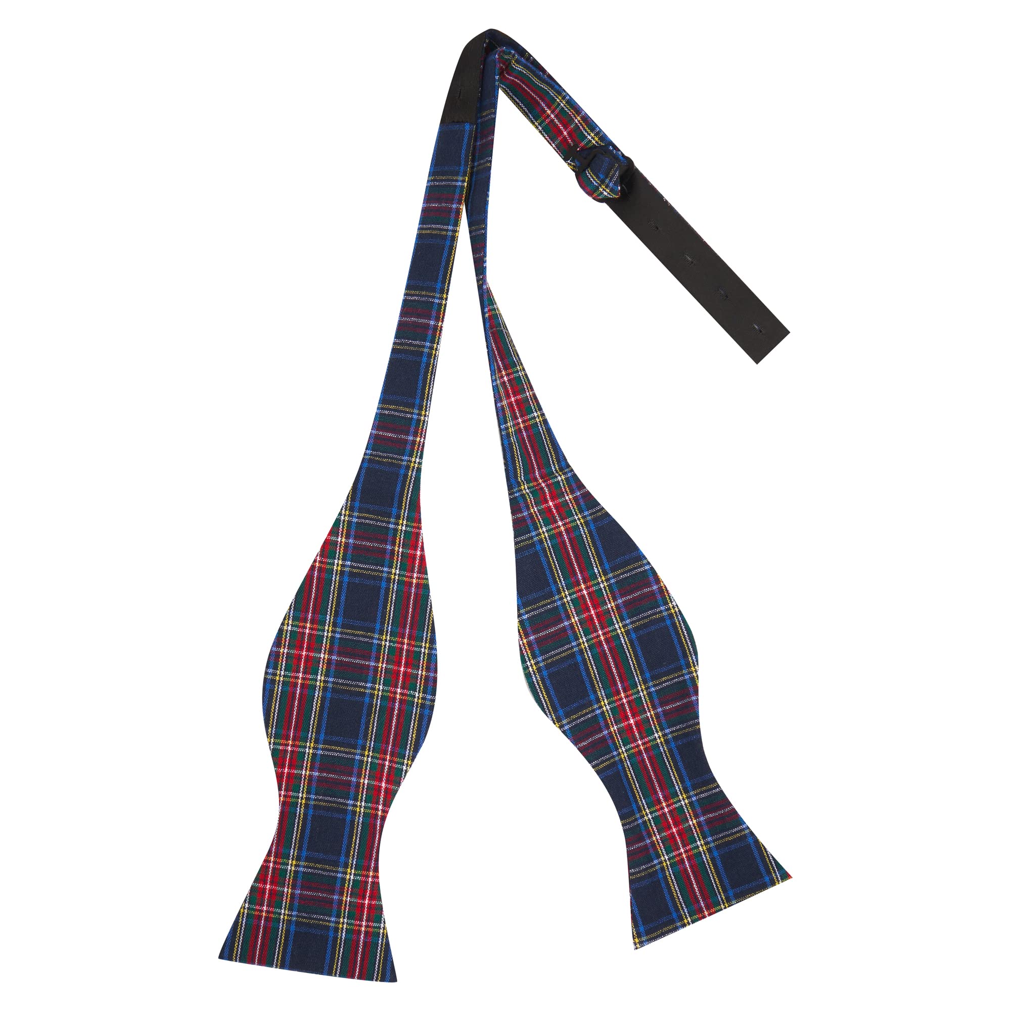 King & Priory Blue Navy Tartan Check Self-Tie Bow Tie