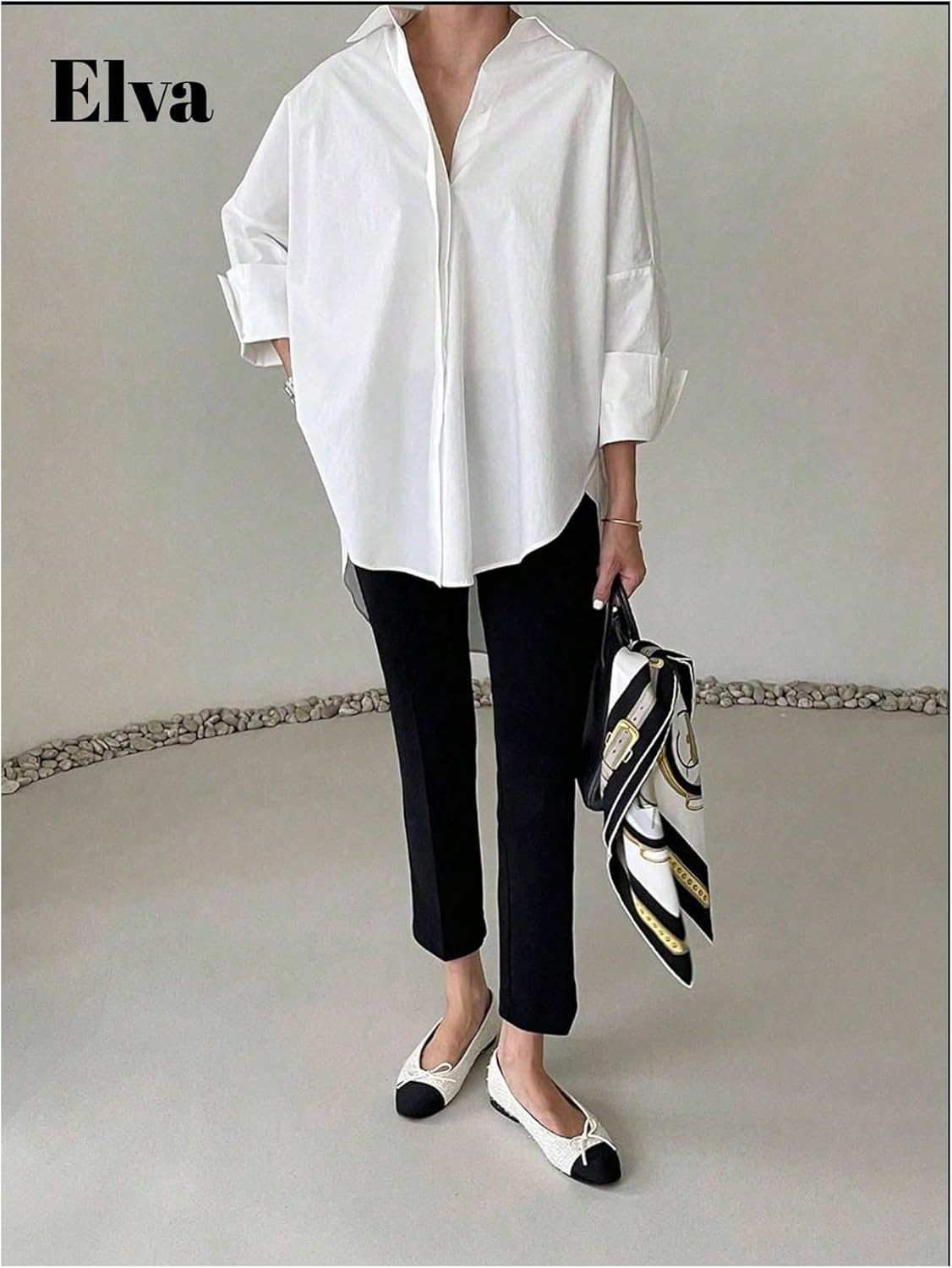 GORGLITTER Women's Button Down Shirts Oversized Bell Long Sleeve Top Collar Work Casual Dressy Dress Blouses Tops - Image 4