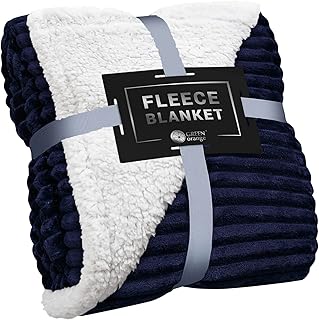 Sherpa Blanket Fleece Throw – 60x80, Navy Blue – Soft, Plush, Fluffy, Warm, Cozy – Perfect for Bed, Sofa, Couch, Chair