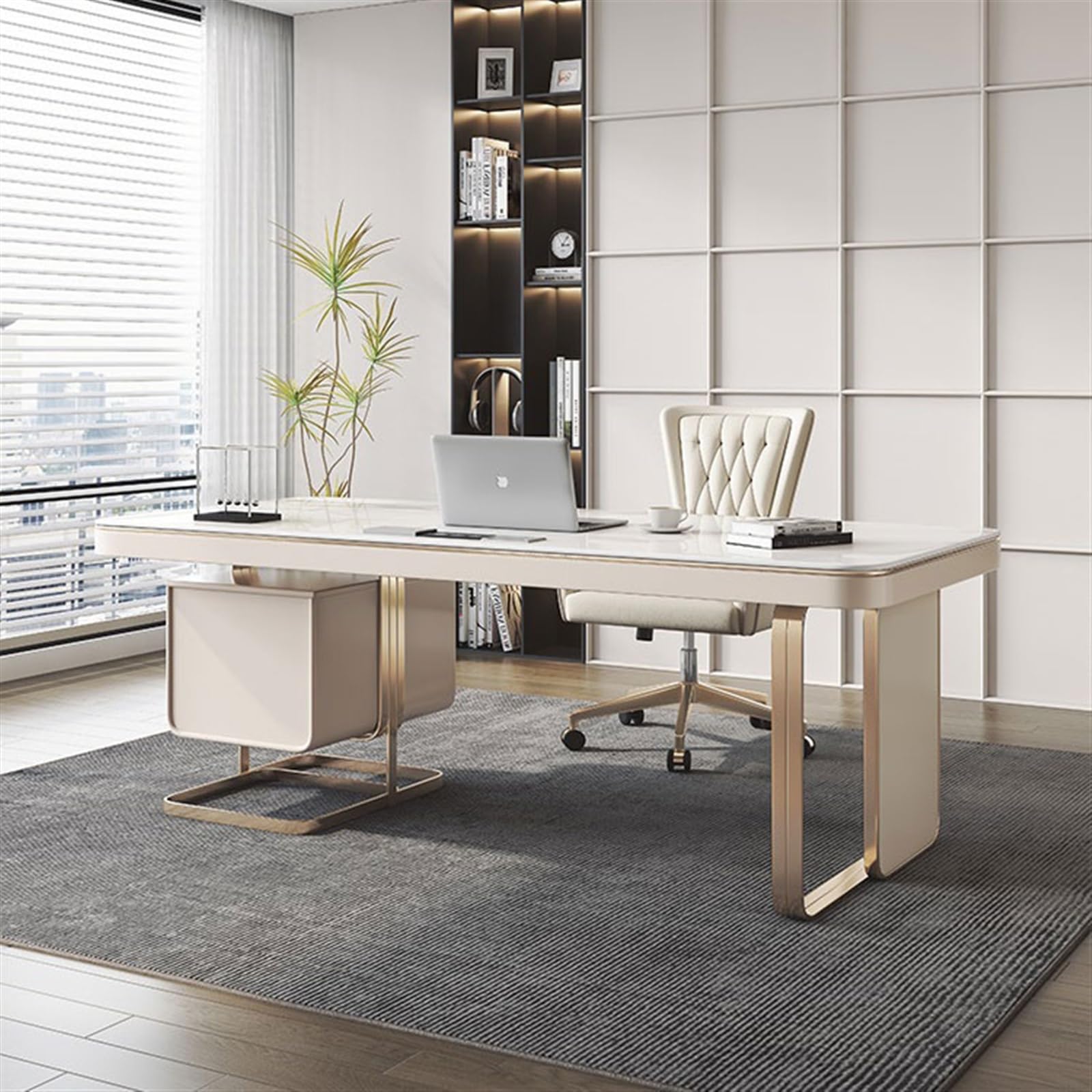 Biurko do nauki pracy światło luksusowy nowoczesny minimalistyczny styl wysokiej klasy płyta skalna biurko i krzesło PC stół designerski stół do nauki biurko do pisania biuro domowe biuro