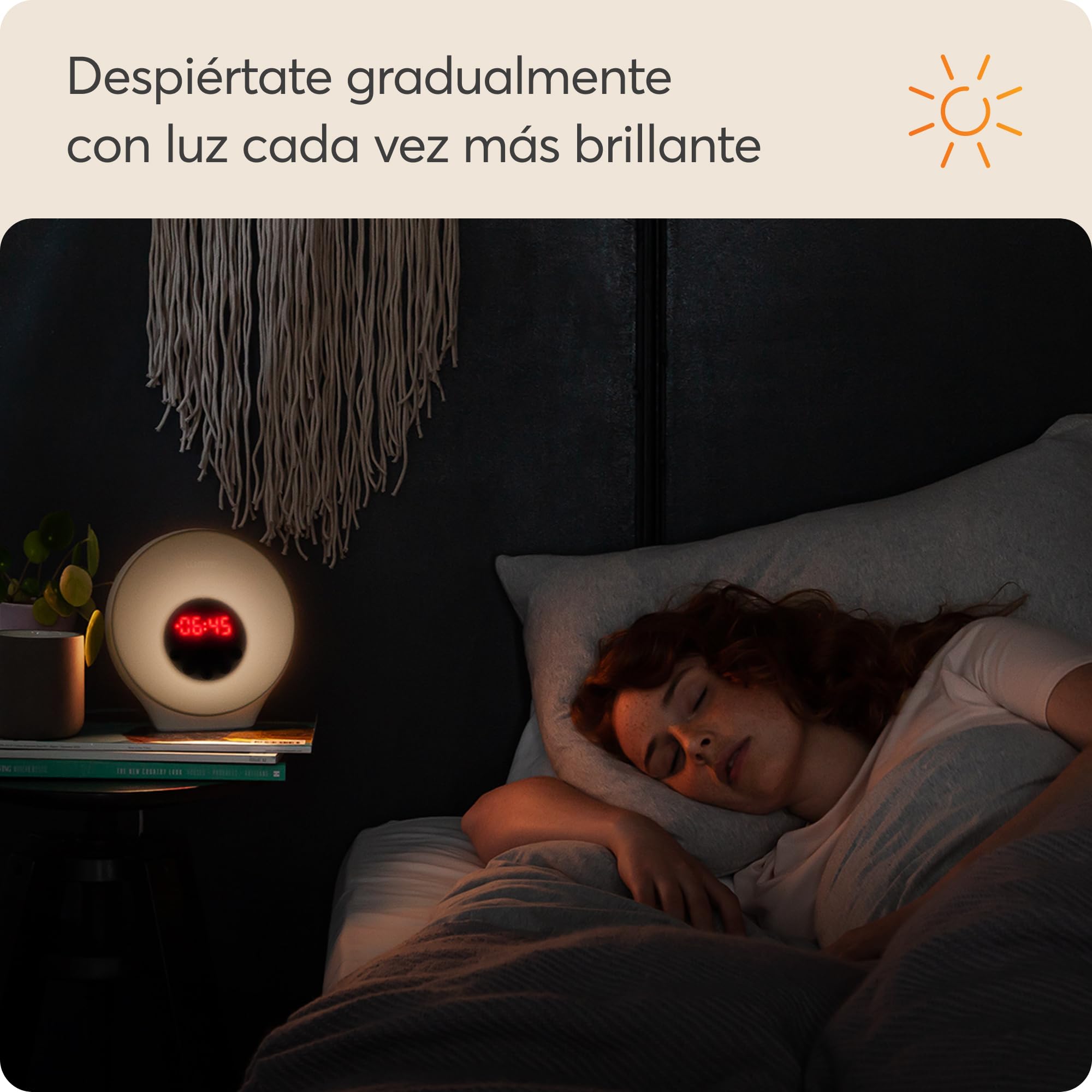 Lumie Sunrise Alarm - Simulación de Amanecer y Anochecer Graduales, Alarma Despertador con Luz, 5 Sonidos, 6 Colores de Luz Ambiental