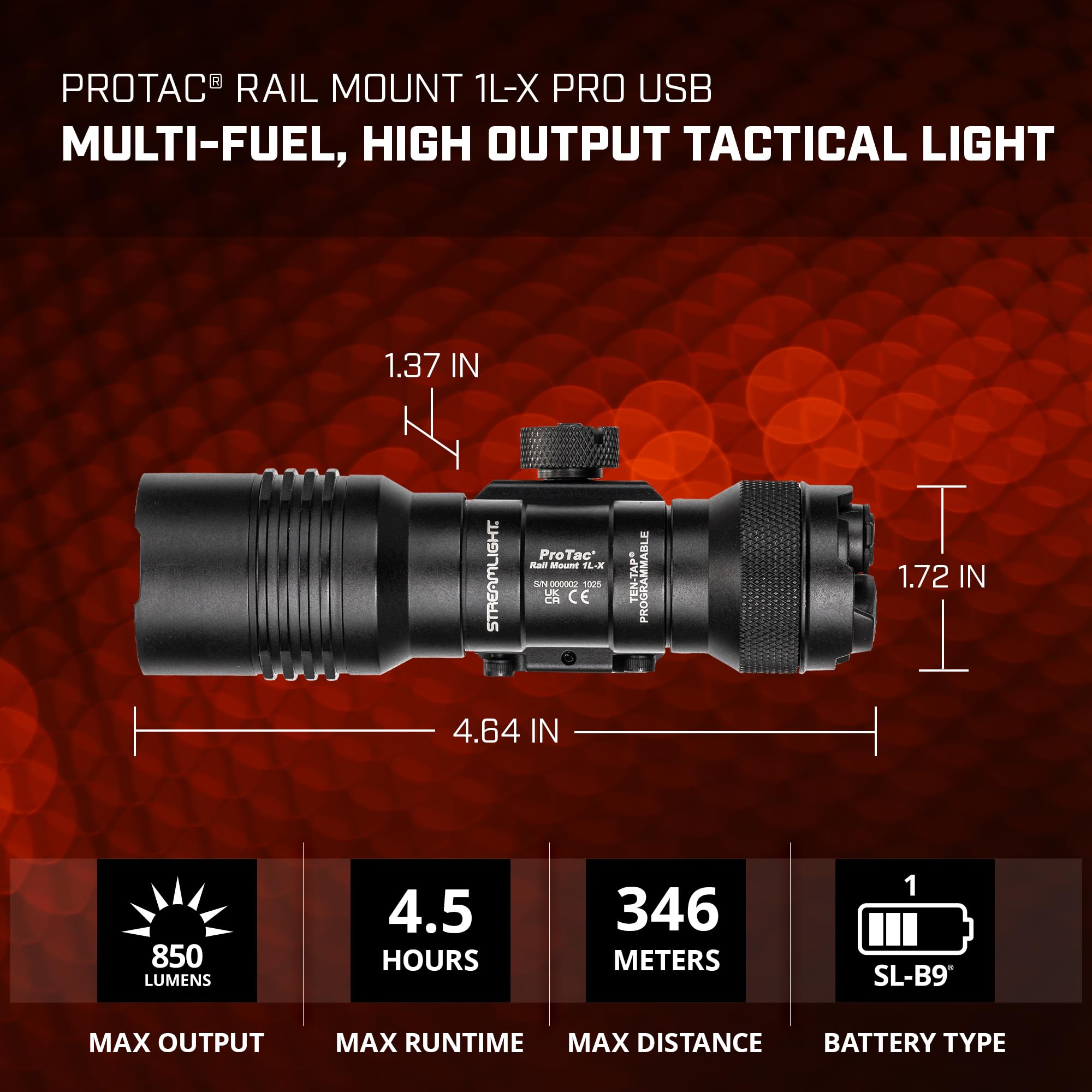 Amazon.com: Streamlight 89024 ProTac Rail Mount 1L-X Pro 500-Lumen