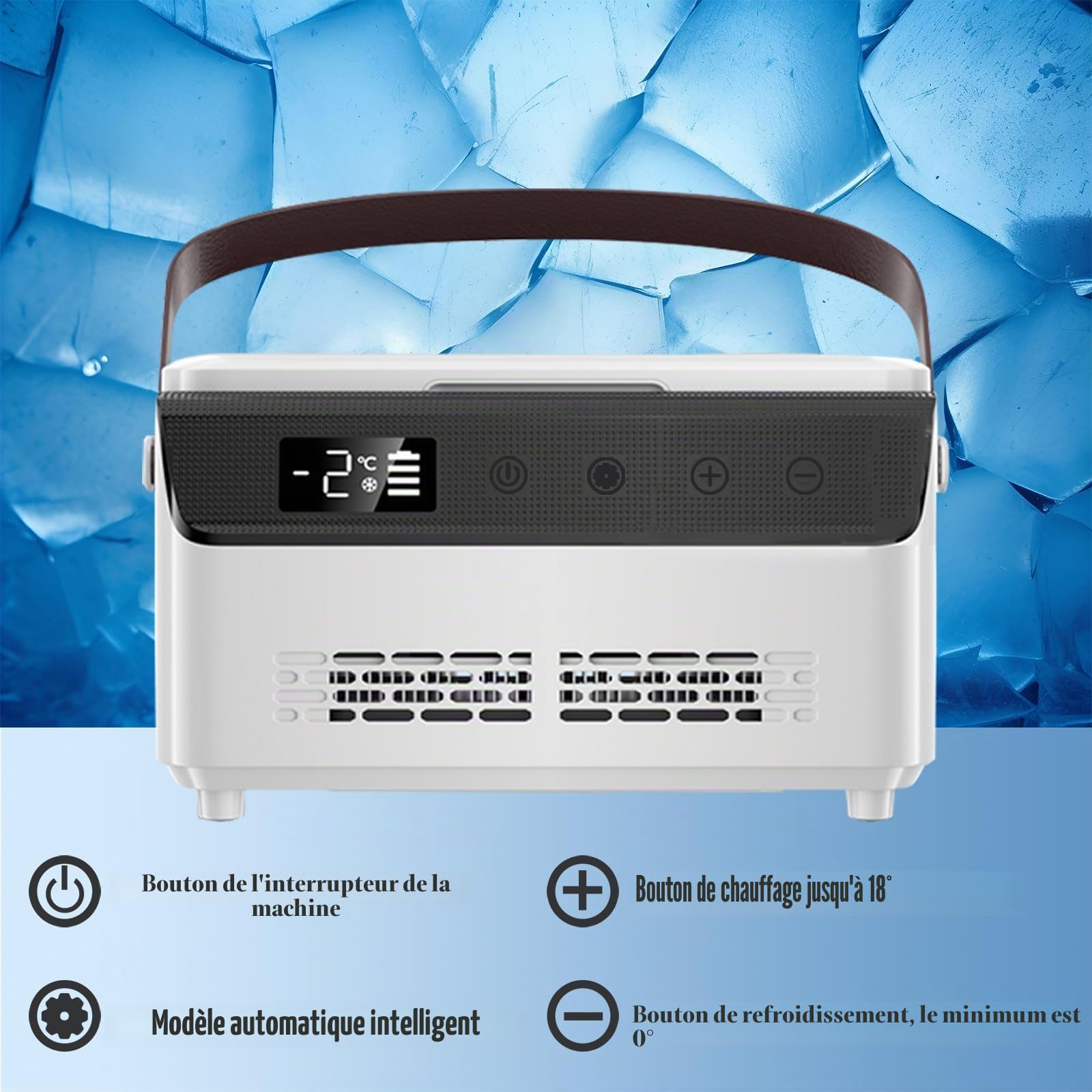 Glacière à insuline Mini réfrigérateur portable 0-8 °C Contrôle intelligent de la température Écran LCD Sac isotherme médical