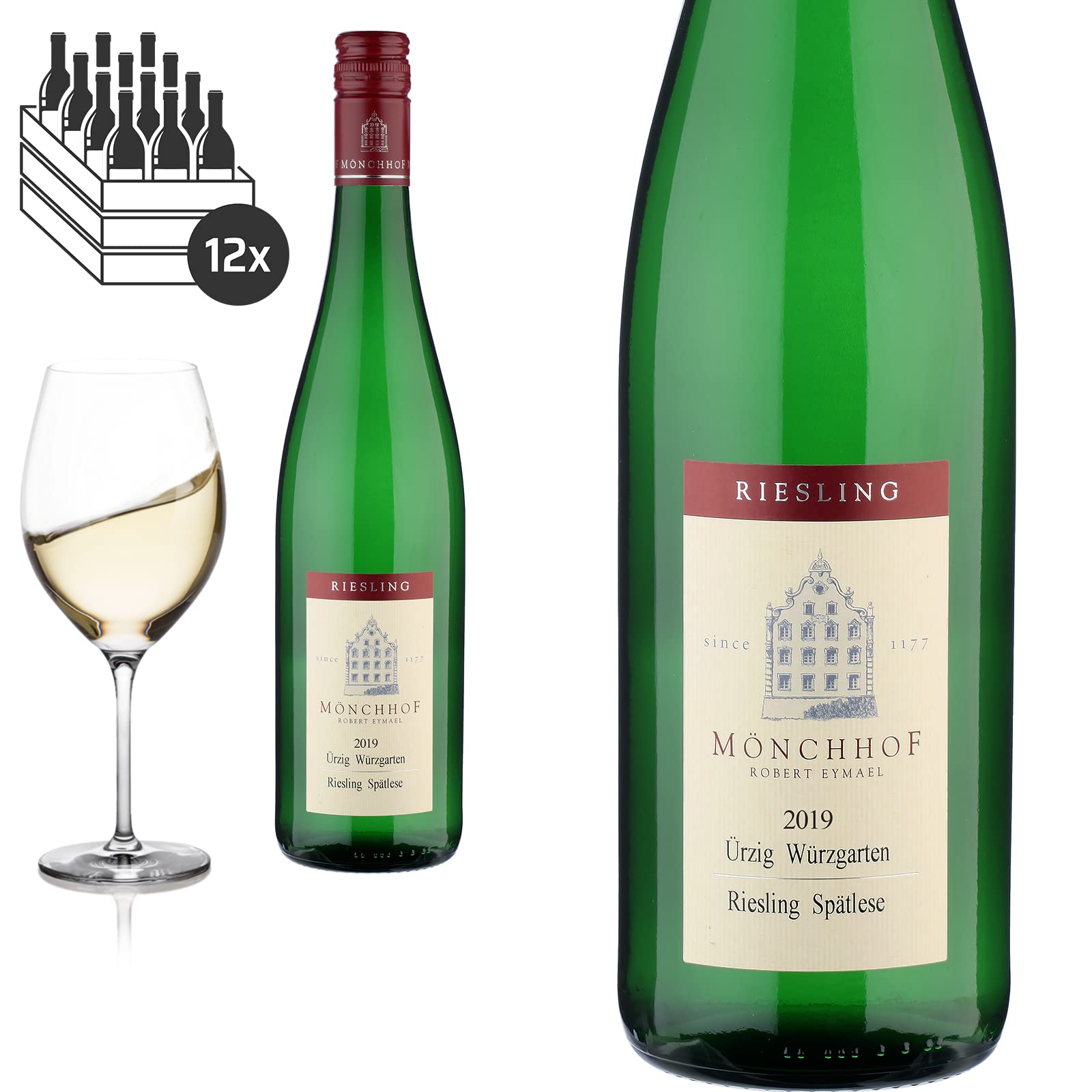 12er Karton 2019 Ürzig Würzgarten Riesling Spätlese von Weingut Mönchhof Ürzig - Weißwein