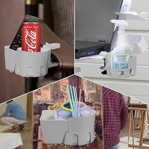 Miniatura 5 de Home Queen Soporte de escritorio para bebidas, soporte para tazas de mesa con clip para bebidas, latas, tazas y tazas de café, con diseño