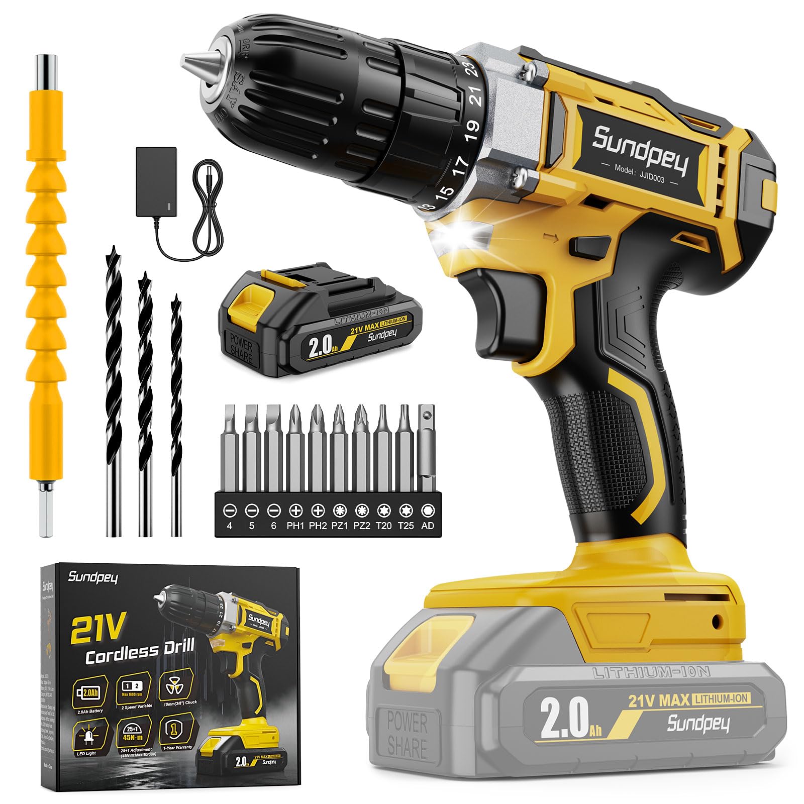 Visseuse devisseuse sans fil 21V Sundpey avec batterie 2Ah00