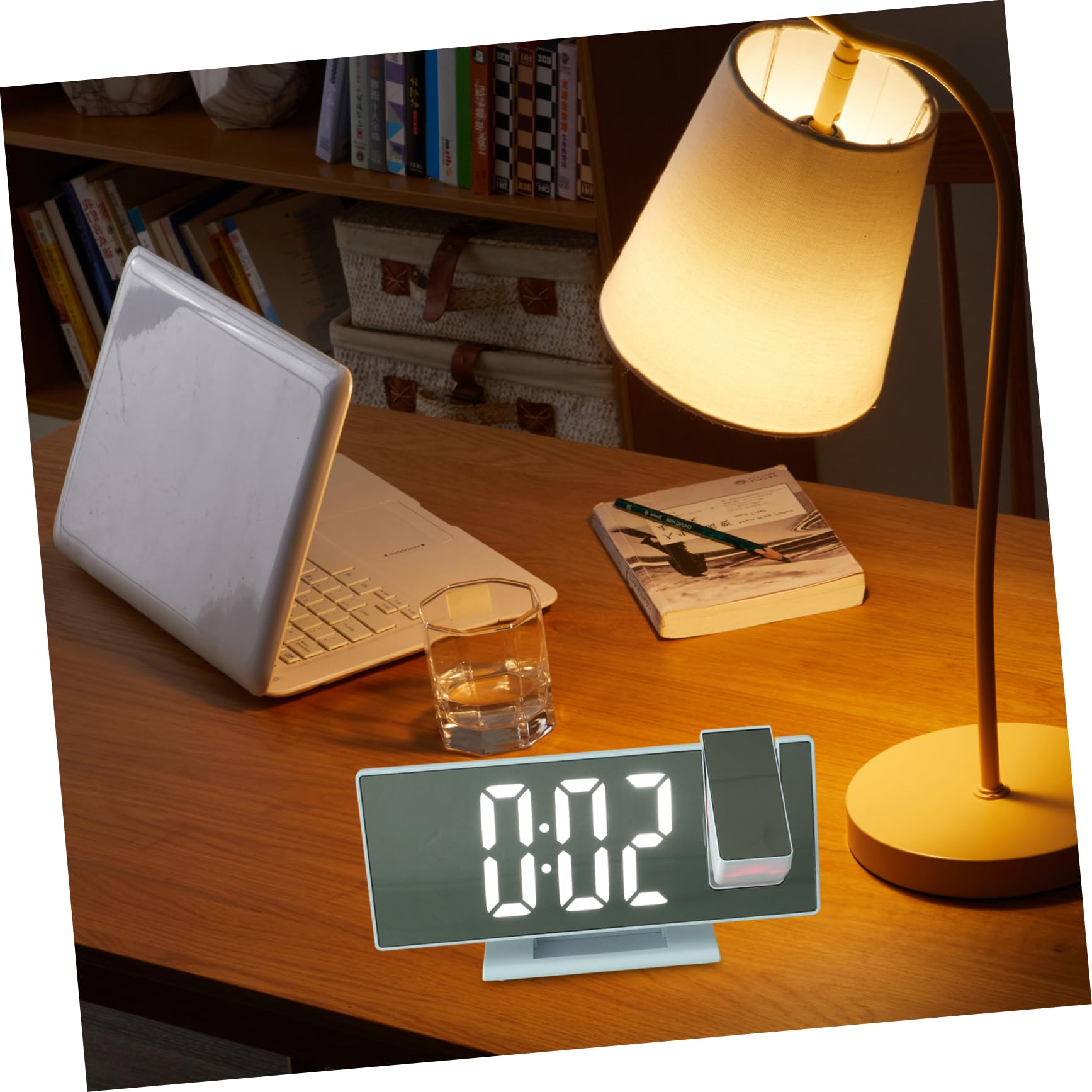 Ciieeo LED Projektionswecker Weiß mit Großem LED Display für Schlafzimmer