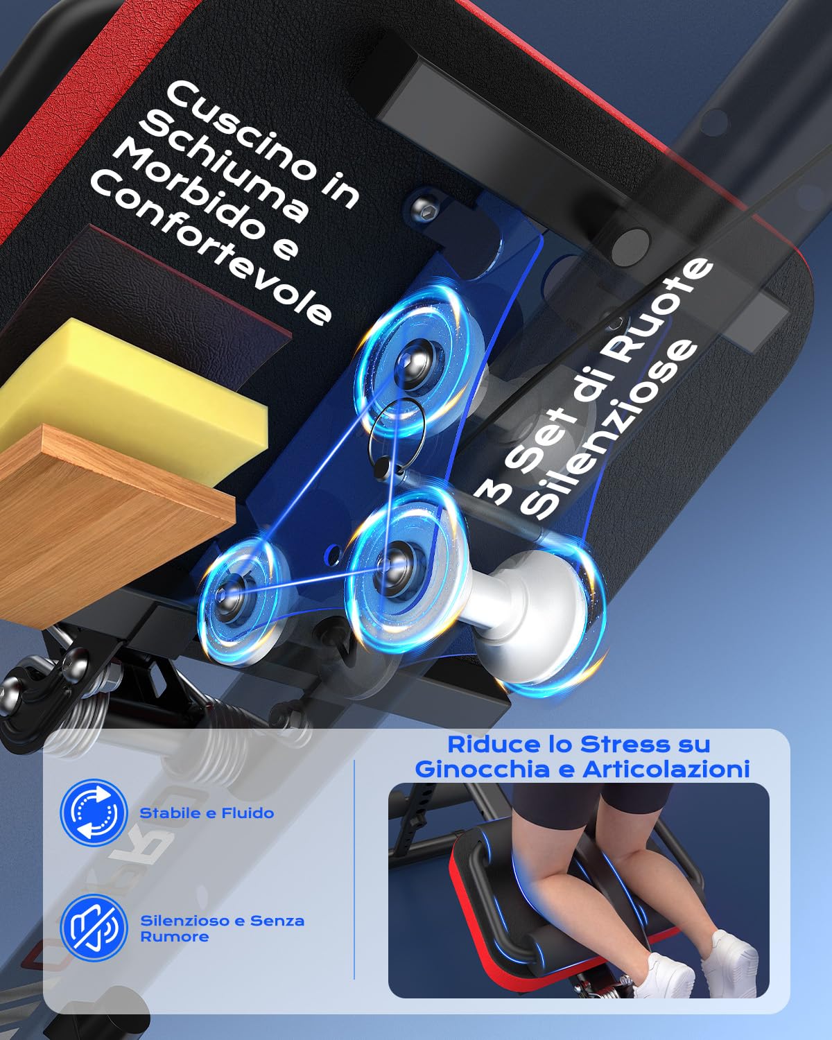 Dskeuzeew Allenatore Addominale Regolabile per Palestra Domestica, Macchina per Addominali con Schermo LCD e Fasce di Resistenza, Attrezzo Addominale Pieghevole, Portata Massima 150 kg