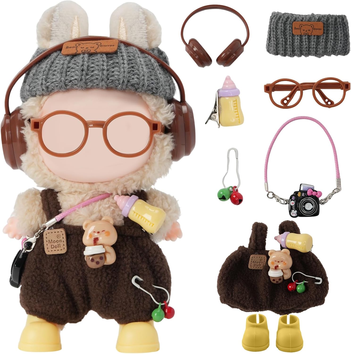 8-Piece Set Dolls Clothes(NO Doll), 17cm Dolls Cute Outfit Accessories, Small Clothes Set for Doll, Gift for Women(Pink)