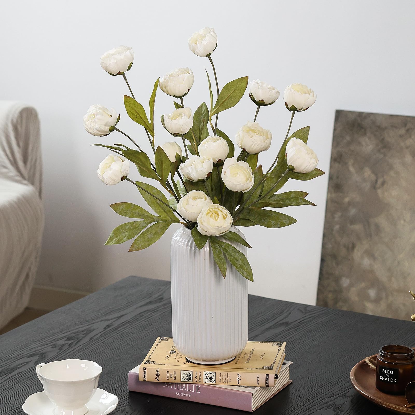 Künstliche Pfingstrosen aus Kunstseide für Vasen, 68,6 cm, große künstliche Pfingstrosen, Zweige mit Stielen für selbstgemachte Blumensträuße, Tafelaufsätze, Hochzeitsfüller, Arrangements