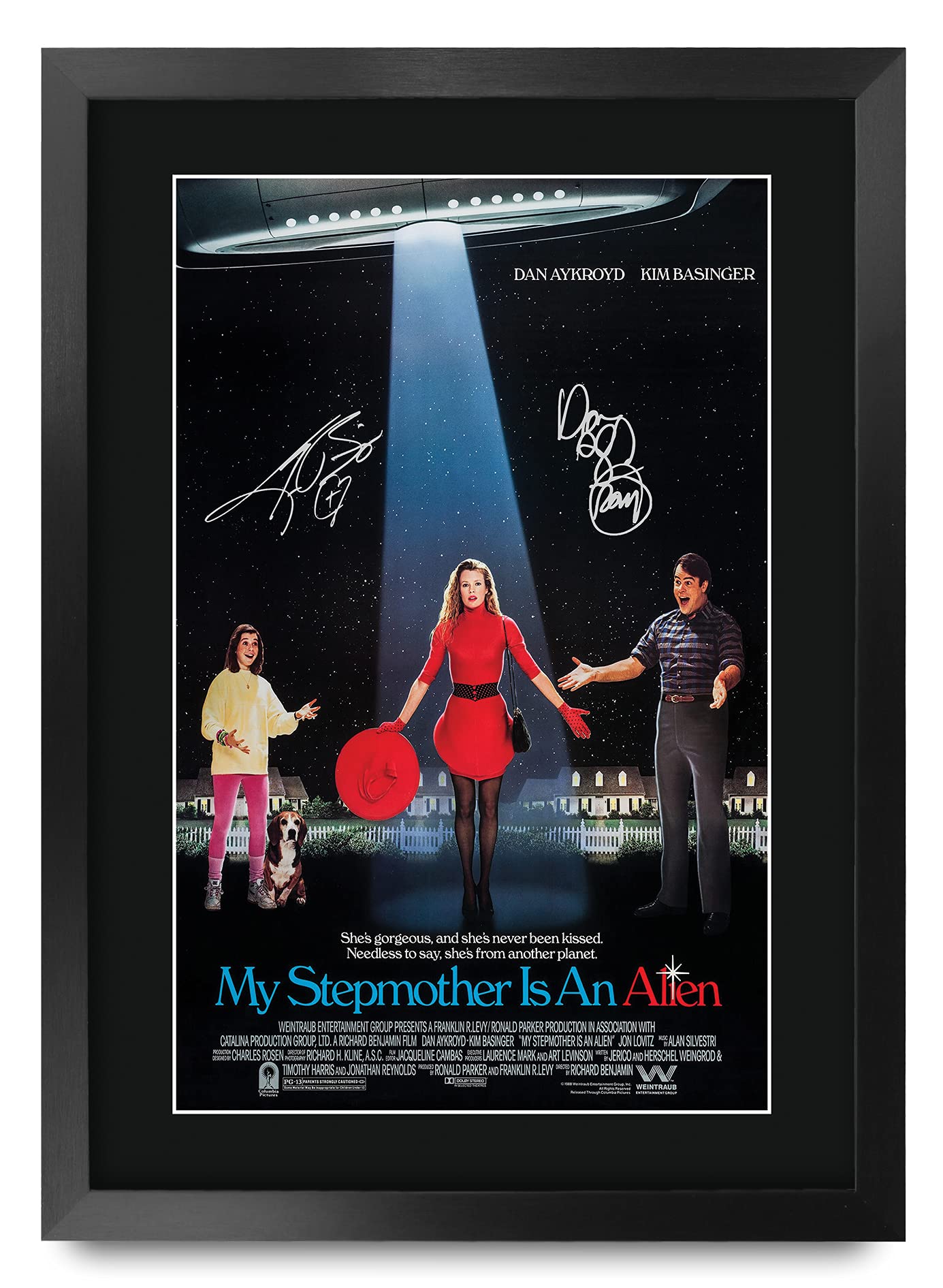 HWC Trading FR A3 Mt Stepmother is an Alien Movie Poster Dan Aykroyd, Kim Basinger Gifts Printed Poster Signed Autograph Picture for Movie Memorabilia Fans - A3 Framed