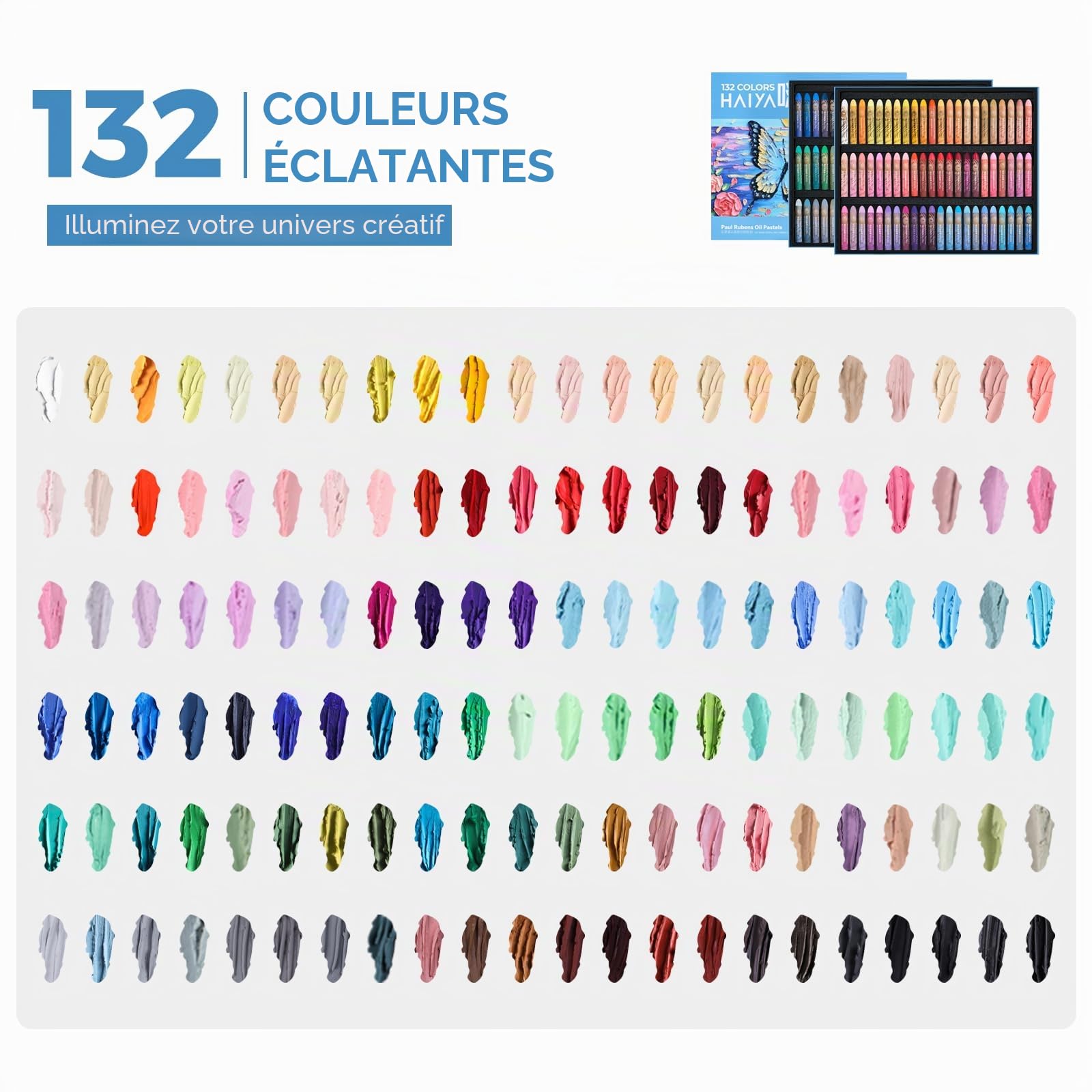 Paul Rubens Ensemble de pastels à l'huile, 132 couleurs Pastels à l'huile aux couleurs douces Non toxique pour les artistes, les étudiants et, Idéal pour esquisser, décorer (Nouveau paquet)