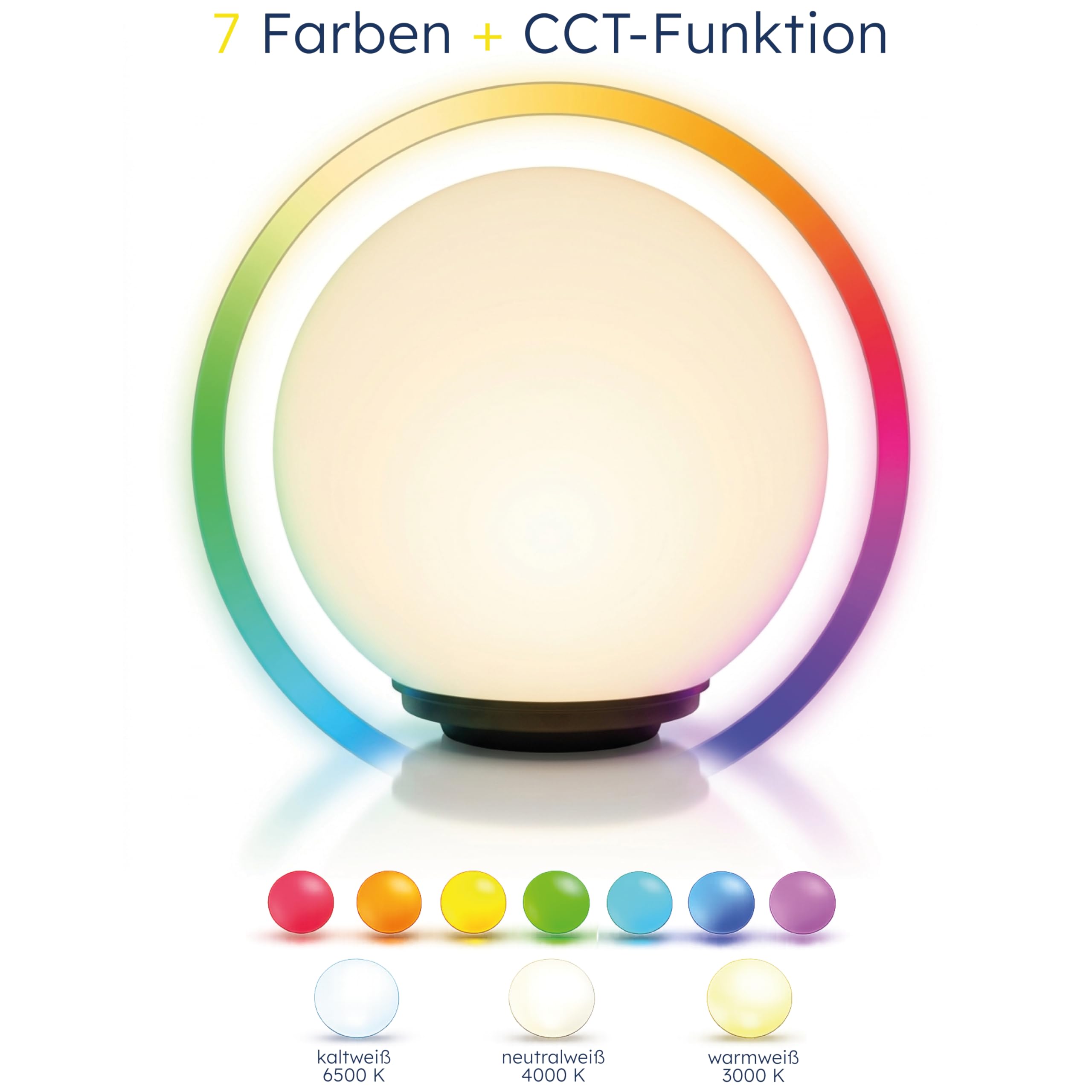 Esotec Solarkugeln für außen Leuchtkugel Outdoor Solar Liana CCT ⌀30cm, Solar Kugelleuchten Garten, Fernbedienung, 10 Lichtfarben, RGB 102640