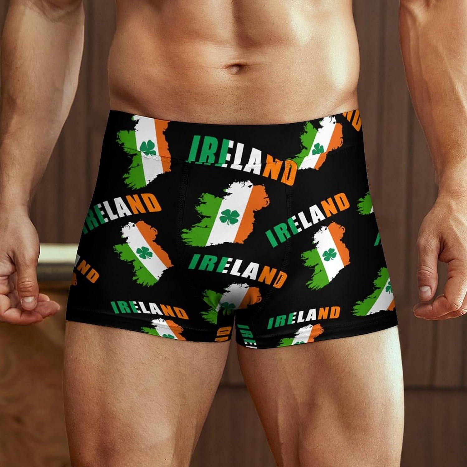 Ireland Map Flag Irish St Patricks Men's Underwear Boxers Briefs for Men Stretch Shorts