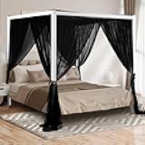 tupi Canopy Bed Curtains for King/Queen Size Bed, 4 Poster Bed Canopy, 4 Corner Canopy Curtain with 4 Openings, Ultra Ripstop Polyester, Easy Installation
