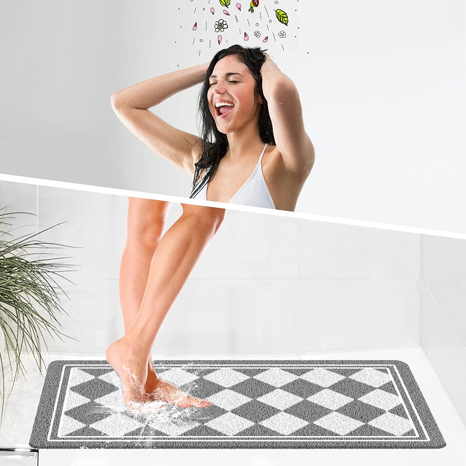 Luffa-Duschmatte Rutschfest – 39 X 91 Cm, Schnelltrocknend, Ohne Saugnäpfe, Pink