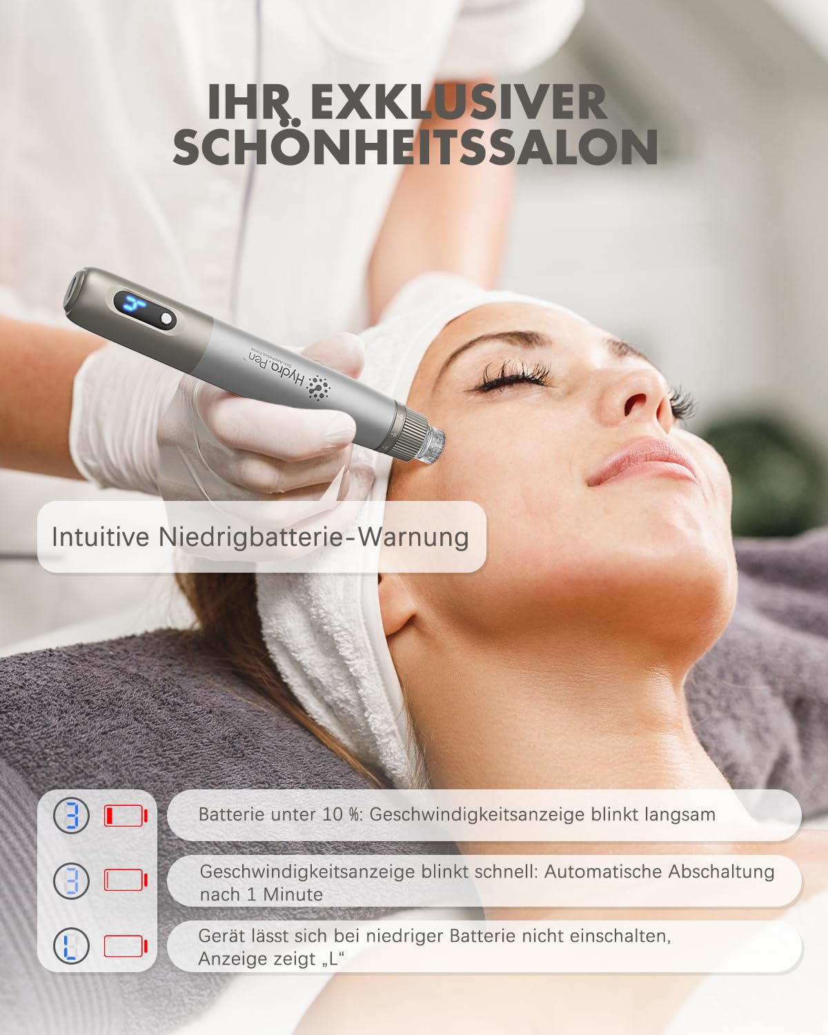 Dr.Pen H3 Hydra Pen Microneedling-Stift: Professionelles automatisches Serum-Mikronadeln mit 12 Kartuschen