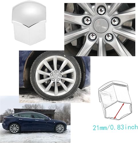 Miniatura 2 de Mtsooning 21 tapas de tuerca de rueda de automóvil, cubierta universal de tuerca de 0.83 pulgadas, protector de cabeza de perno de cubo automático