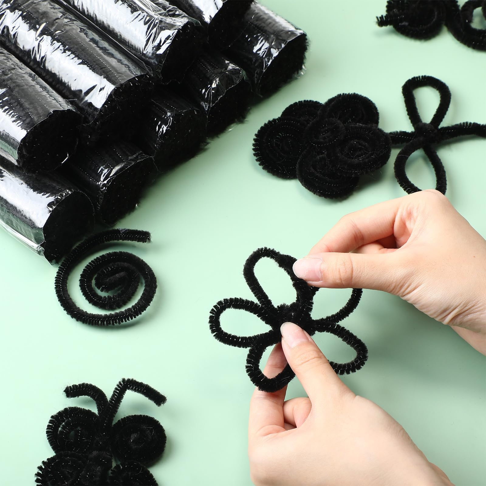 Yunsailing Pfeifenreiniger, Großpackung, Bastelbedarf, Chenille-Stiele, Pfeifenreiniger für Bastelarbeiten, Dekorationen, Blumen, Dekoration, Kinder, Handwerk, Schwarz, 3000 Stück