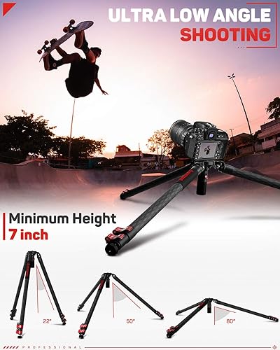 Miniatura 3 de IFOOTAGE Trípodes de video de 61 pulgadas con brazo mágico de 11 pulgadas, trípode de cámara de fibra de carbono con cuenco rápido, brazo mágico de