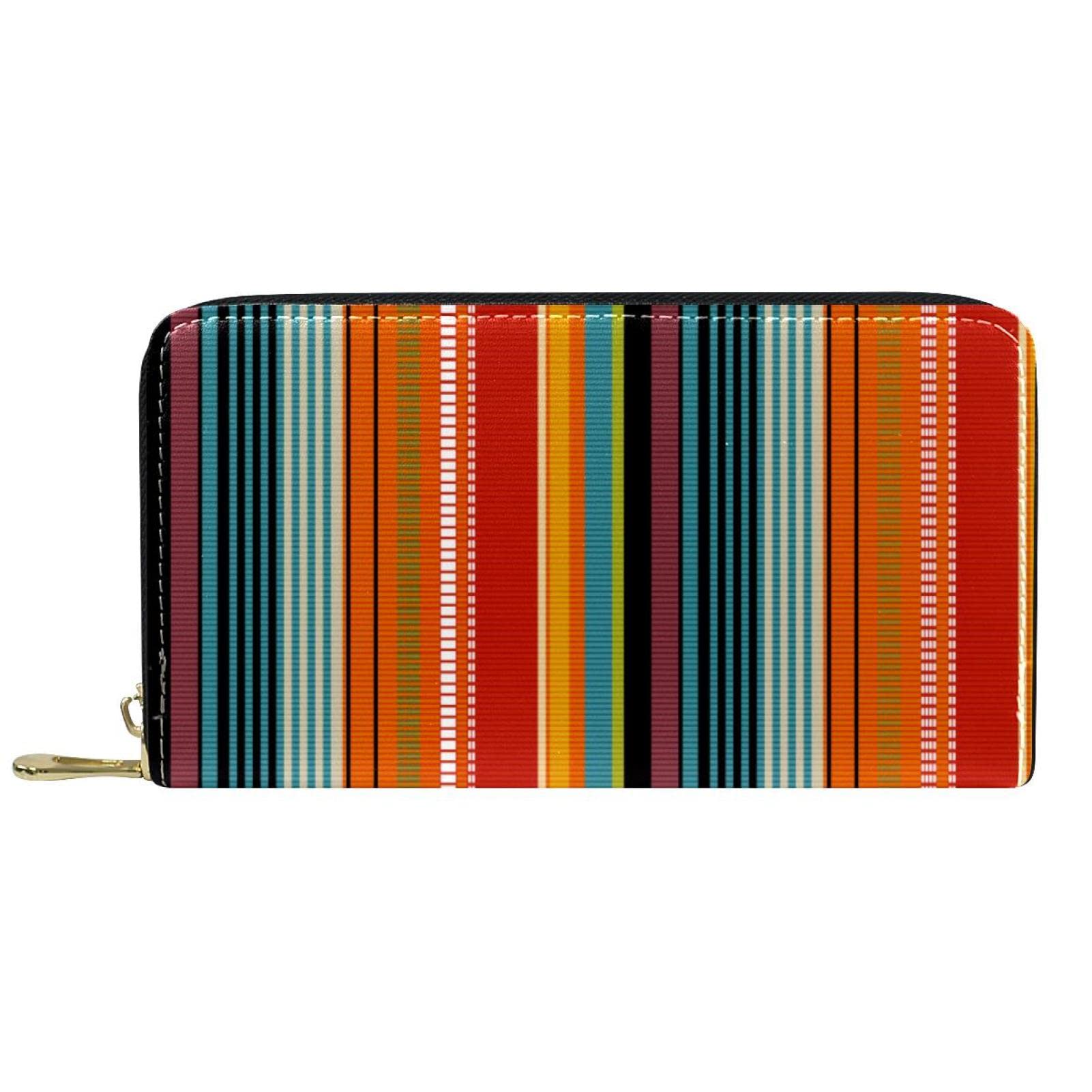 Cartera de piel con cremallera larga con patrón retro noble personalizado, Varios colores, 20.5x2.5x11.5cm/8.07x1x4.53 in, Classic