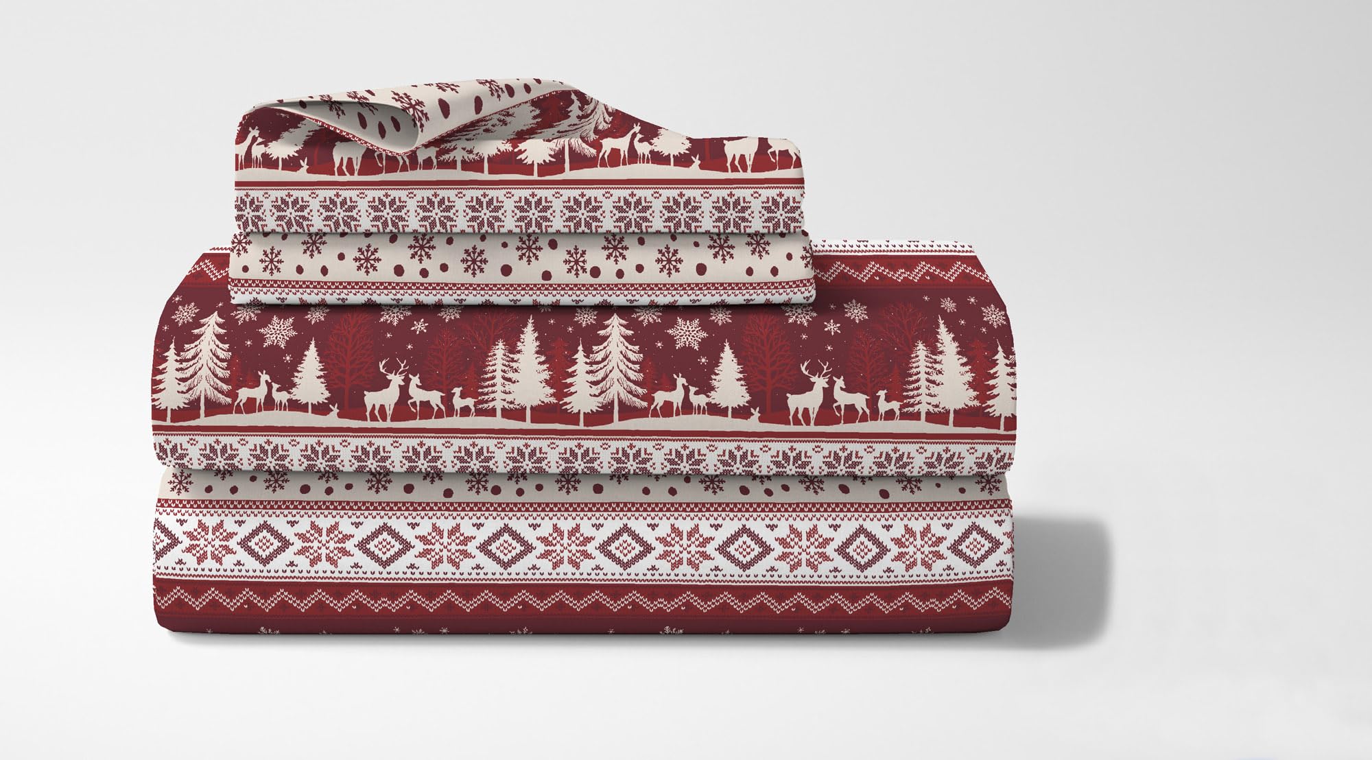 IlGruppone Completo Letto In Cotone Di Flanella Lenzuola Matrimoniali,Parure, Flanella Calda e Morbida,Anti Pilling Felpato Flanellato (Matrimoniale, Inverno516rosso)